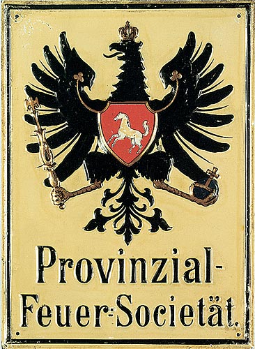 Versicherungsschild der Provinzial-Feuer-Sozietät während des deutschen Kaiserreichs, 1881-1890